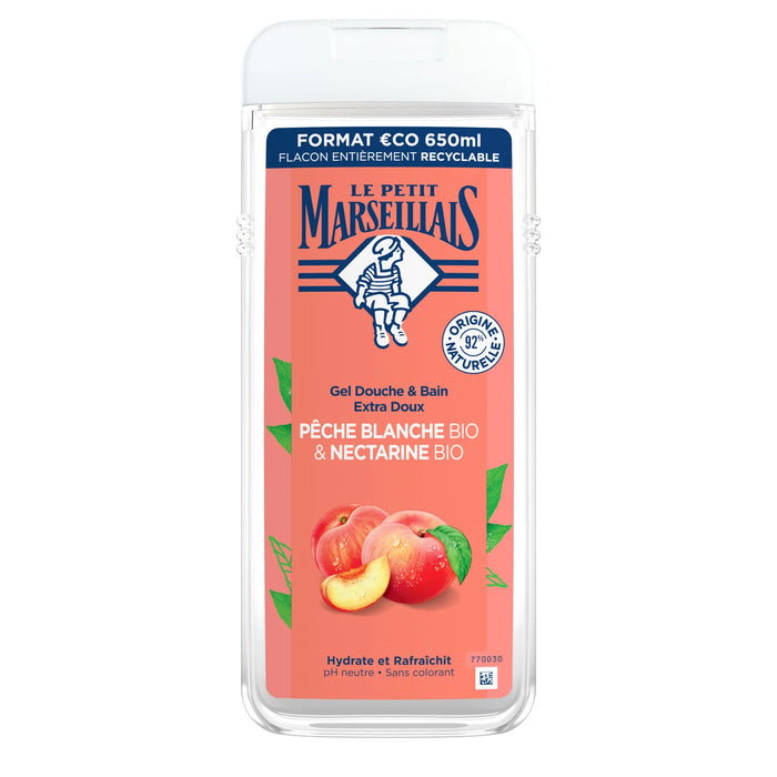 Le Petit Marseillais - Shower Gel Organic Peach & Nectarine Bio, 650ml (23oz)