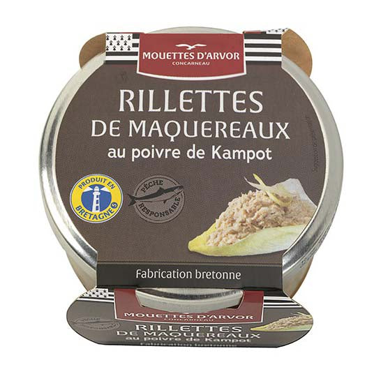 Les Mouettes d'Arvor - Mackerel Rillettes w/ Kampot Pepper, 125g (4.4oz) Jar