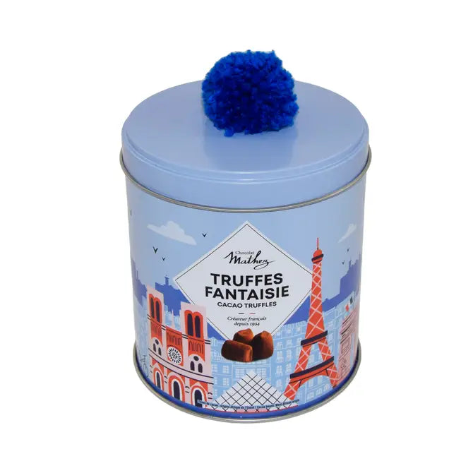 Mathez - Cocoa Powdered Truffles French Travel (with Pom Pom), 250g (8.8oz) Tin