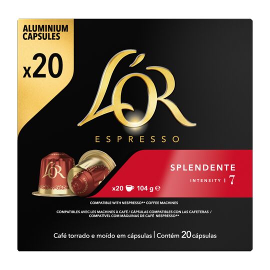 L'Or - Espresso Splendente Coffee 20 Capsules # 7, 104g (3.7oz)