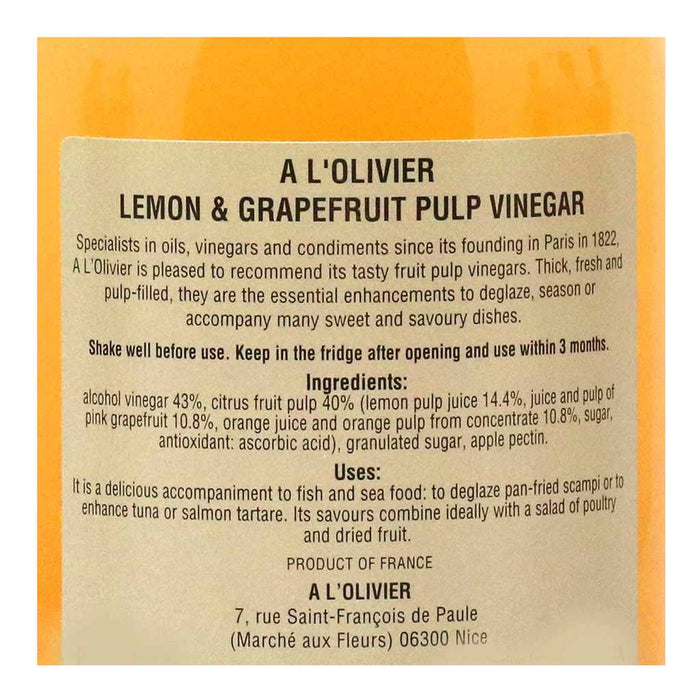 A L'Olivier - Lemon & Grapefruit Infused Fruit Vinegar - myPanier