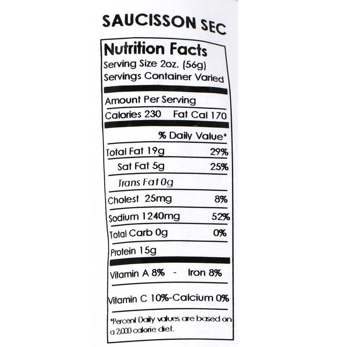 Saucisson Sec French Style Dry Salami, 10-12oz (340.2g) - myPanier