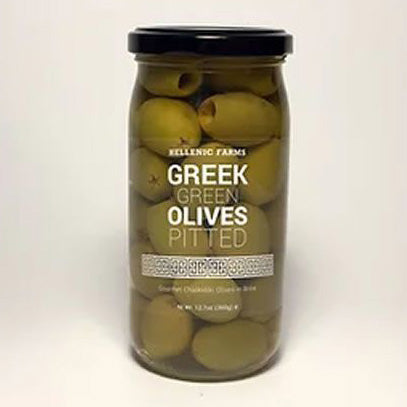 Hellenic Farms - Greek Green Olives Pitted, 12.7oz (360g) Jar - myPanier