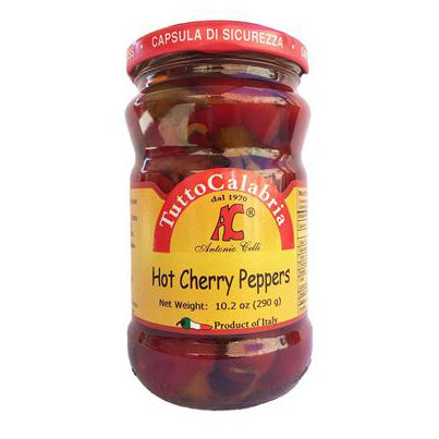 Tutto Calabria - Hot Round Cherry Chili Peppers In Olive Oil, 290g (10.2oz) Jar - myPanier