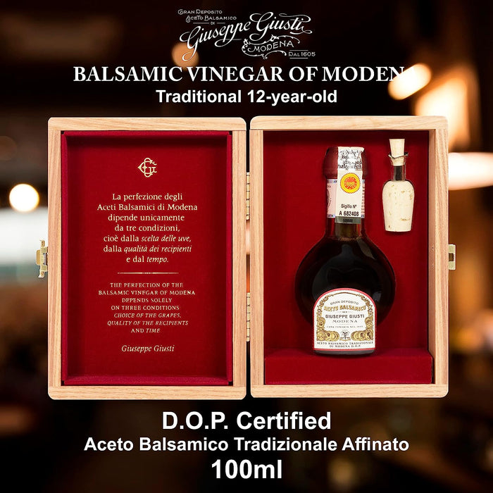 Giuseppe Giusti - Aged Balsamic Vinegar Traditional Affinato (12 Years+), Wooden Gift Box
