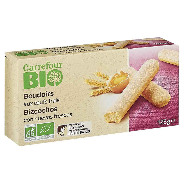 Carrefour Organic Boudoir Biscuits, 125g (4.4oz)