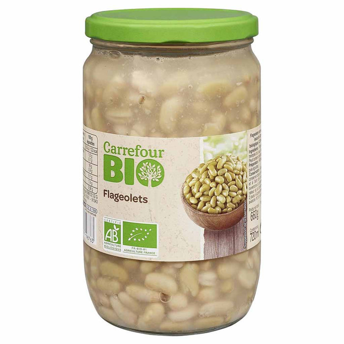 Carrefour - Organic Green Flageolet Beans, 660g (23.3oz) Glass Jar