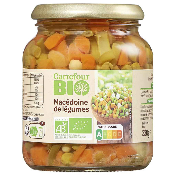 Mélange de légumes biologiques Carrefour (Macédoine), pot de 330 g (11,6 oz)