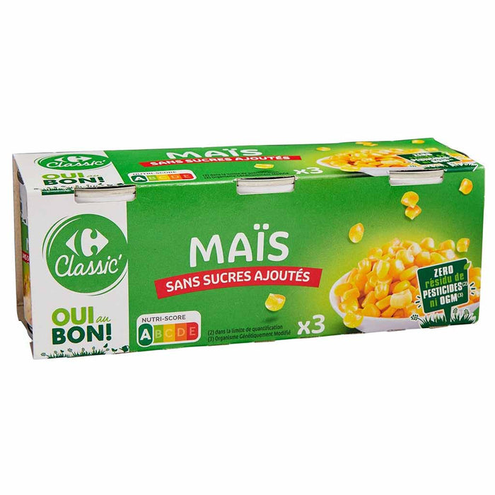 Maïs Classique Sans Sucres Ajoutés, Boîte de 3x150g