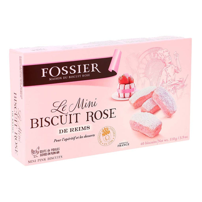 Fossier - Mini Biscuits Rose Rose, Boîte de 40 ct 110 g (3,8 oz)