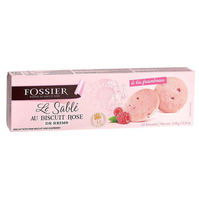 Fossier - Biscuits roses à la framboise, boîte de 110 g (3,8 oz)