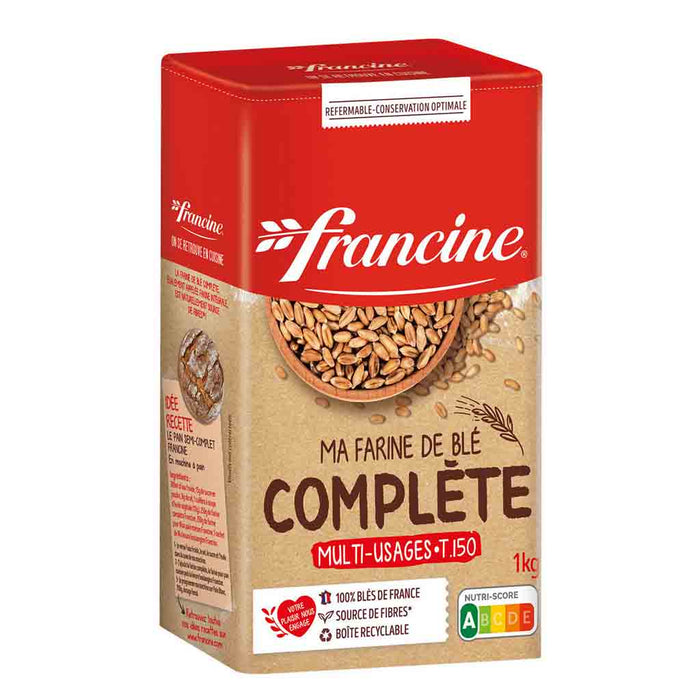 Francine - Farine de blé entier française tout usage T150, 1 kg (2,2 lb)