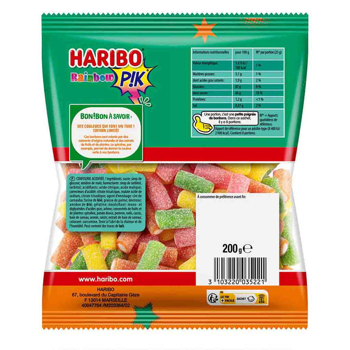 Bonbons Haribo Rainbow Pik, sac de 200 g (7 oz)