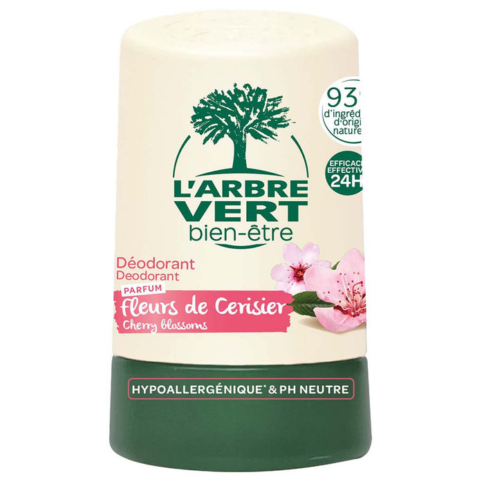L'Arbre Vert - Déodorant Roll-on Hypoallergénique Fleur de Cerisier, 50 ml