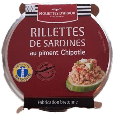 Les Mouettes d'Arvor - Rillettes de Sardines au Piment Chipotle, Pot de 125g (4.4oz)