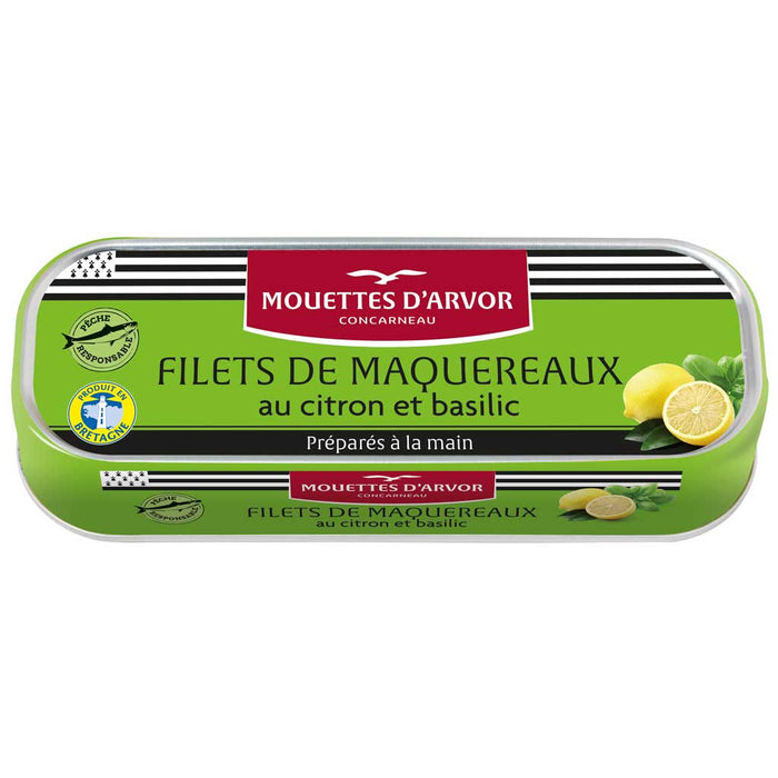 Mouettes Arvor - Mackerel Fillets w/ Lemon & Basil, 176g (6.2oz)