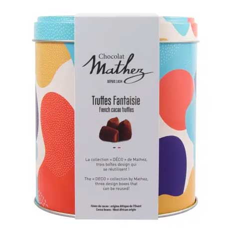 Mathez - Cocoa Powdered Truffles in Deco POP Gift Tin, 250g (8.8oz)