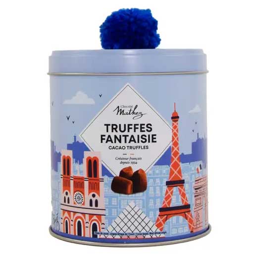 Mathez - Cocoa Powdered Truffles French Travel (with Pom Pom), 250g (8.8oz) Tin