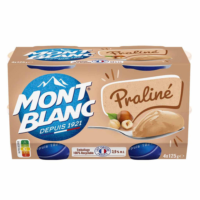Crèmes Dessert Pralinées Mont Blanc, 4 Pots de 125g