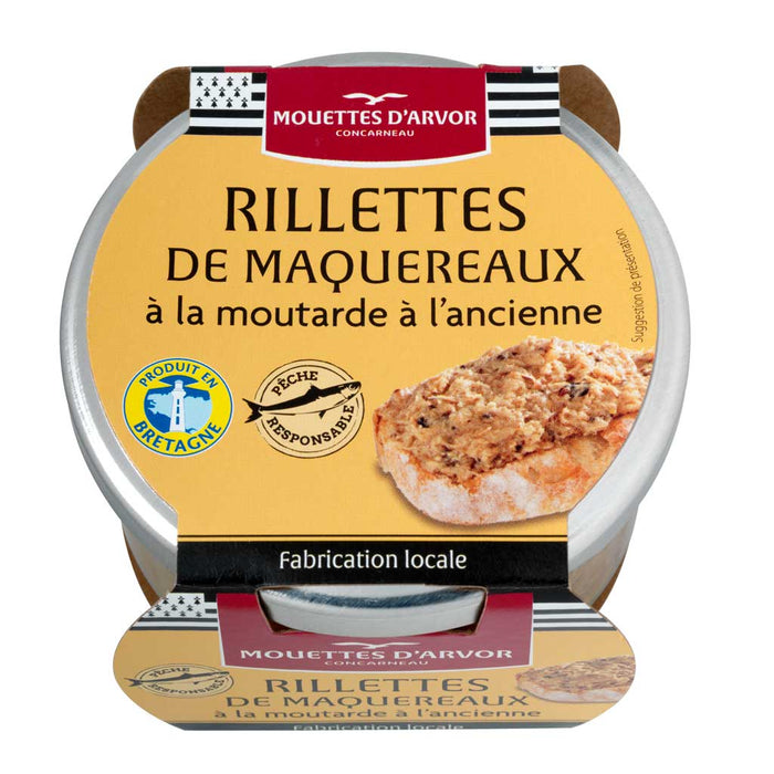 Les Mouettes d'Arvor - Rillettes de Maquereau Sauce Moutarde, Pot 125g (4.4oz)