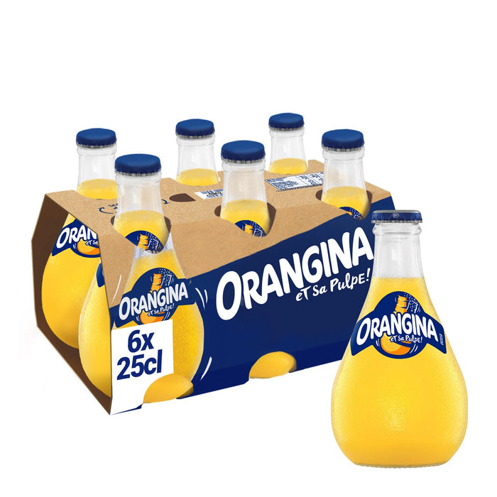 Orangina - Sparkling Citrus Drink, 8.5 fl oz Glass Bottle (6-Pack)