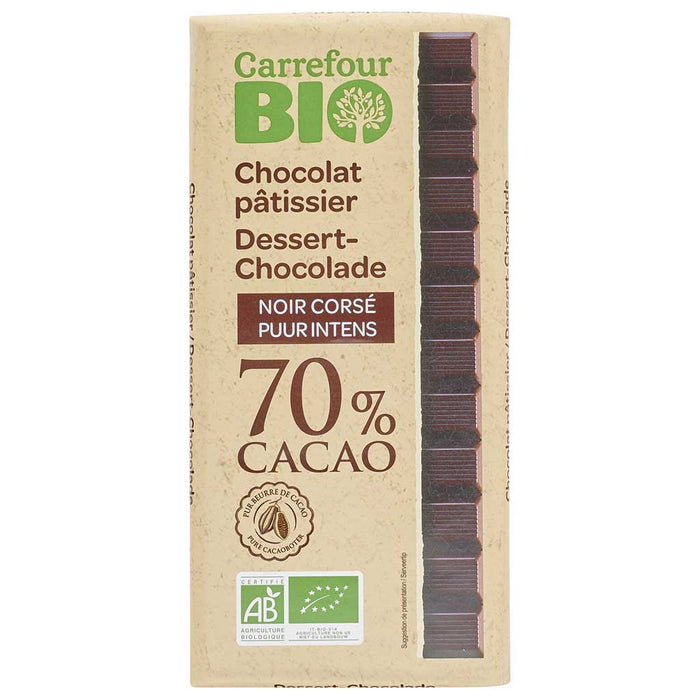 Chocolat noir biologique 70% pour dessert, 200g (7oz)