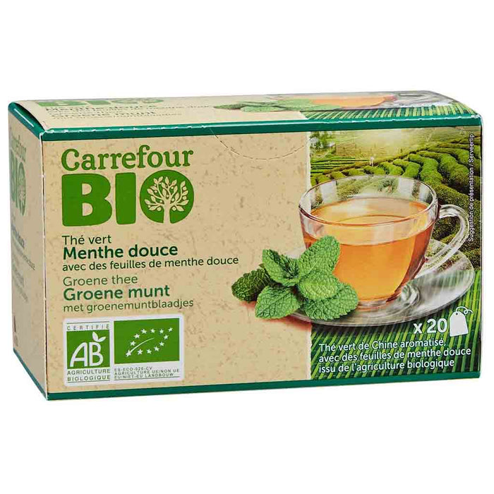 Thé vert à la menthe douce biologique 20 sachets, 32 g (1,1 oz)