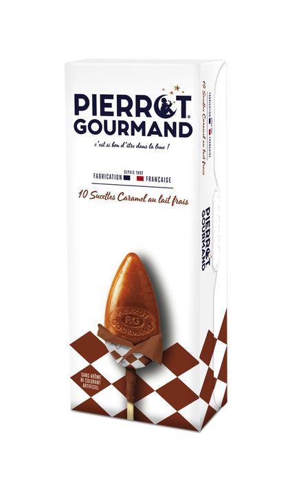 Pierrot Gourmand - 10 Sucettes au Caramel au Lait Frais, 130g (4.6oz)