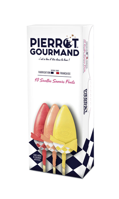 Pierrot Gourmand - Ensemble de 10 sucettes aux fruits assortis, 130 g (4,6 oz)
