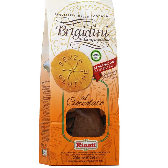 Rinati Gluten-Free Chocolate Brigidini Cookies, 200g (7oz) Bag