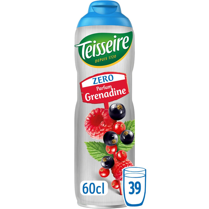 Teisseire - Grenadine Syrup from France with 0% Sugar, 60cl (20.3 fl oz)