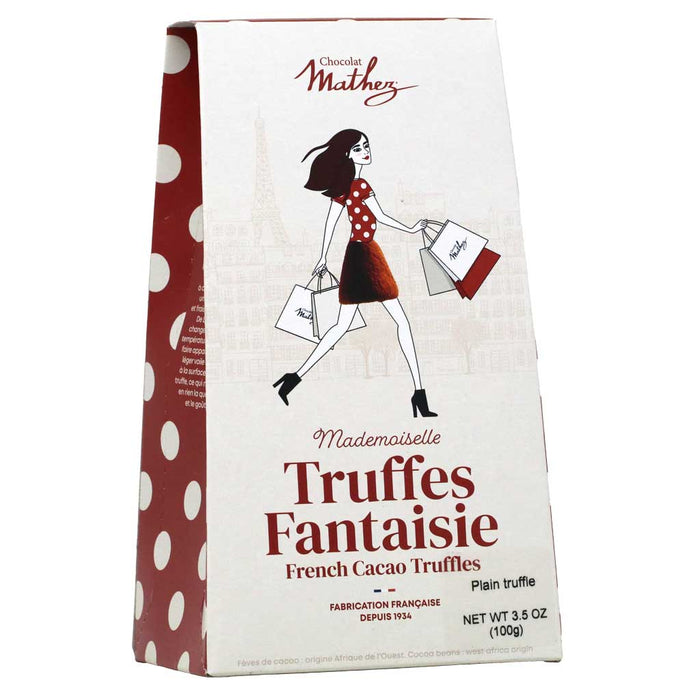 Mathez - Paris Chic Travel Truffles Plain, 100g (3.5oz) Box
