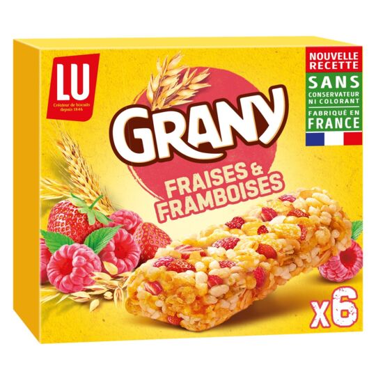 LU - Grany Strawberry & Raspberry Cereals bar x6, 125g (4.5oz) - myPanier