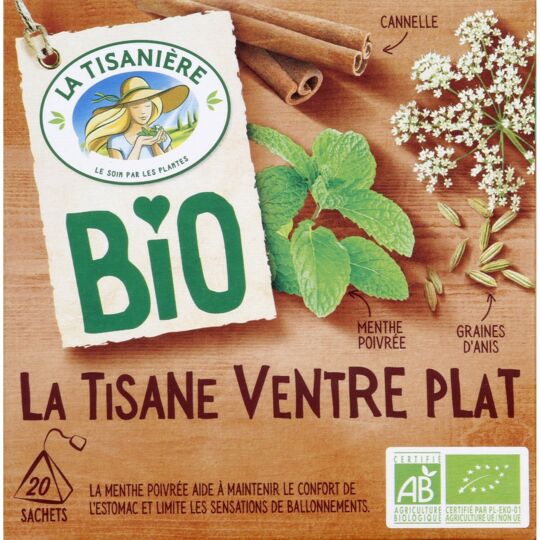 La Tisaniere - Organic Herbal Tea Flat Belly 20 Sachets, 30g (1.1oz) - myPanier