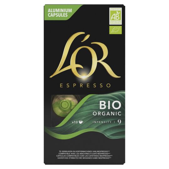 bønner Slumkvarter Droop L'Or - Espresso Organic Coffee 10 Capsules # 9, 52g (1.9oz)