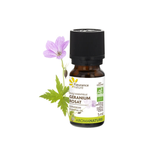 Fleurance Nature - Organic Rose Geranium Essential Oil, 5ml (0.15 Fl oz) - myPanier