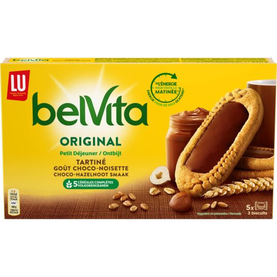 Biscuits petit déjeuner au chocolat Original Belvita LU