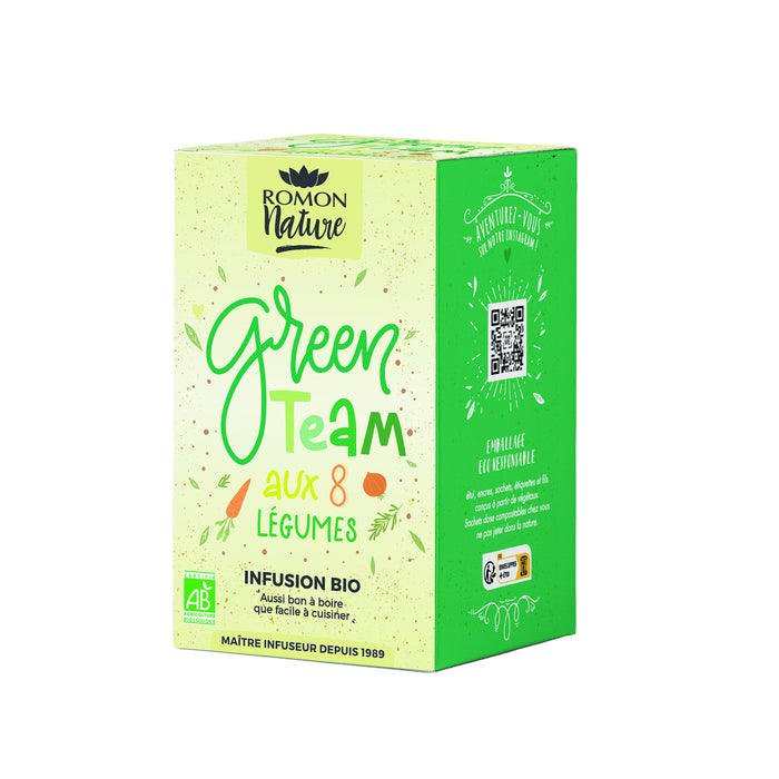 Romon Nature Green Team infusion with 8 Organic Vegetables - 16 Bags - myPanier