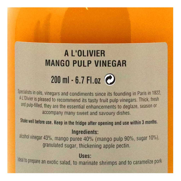 A L'Olivier - Mango Infused Fruit Vinegar - myPanier