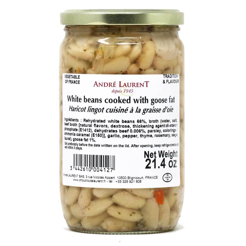 Andre Laurent - White Beans Cooked in Goose Fat, 600g (21oz) Jar