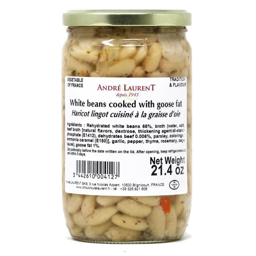 Andre Laurent - White Beans Cooked in Goose Fat, 600g (21oz) Jar - myPanier