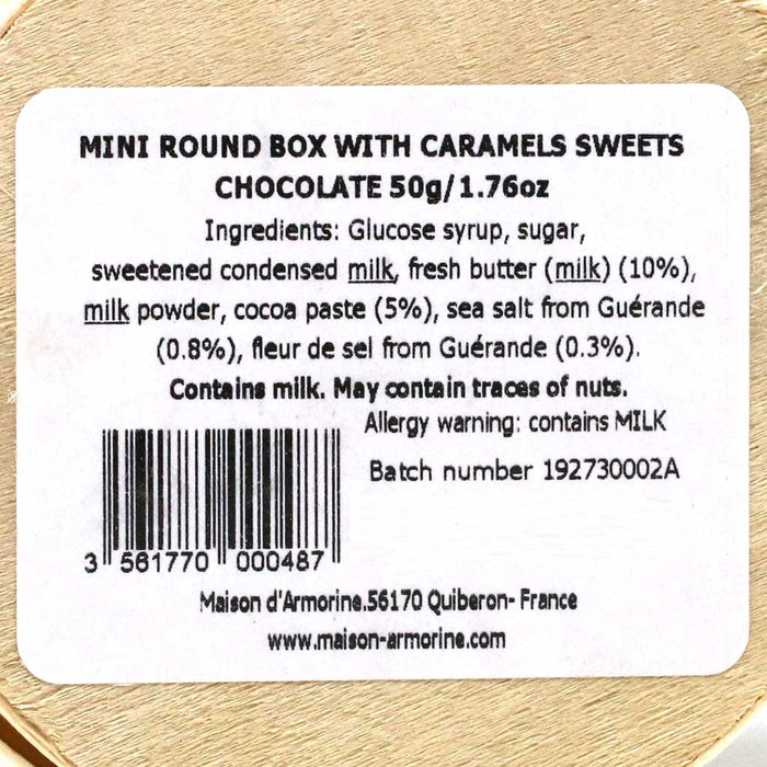 Maison Armorine - Chocolate Caramel Sweets, 50g Mini Round Box - myPanier