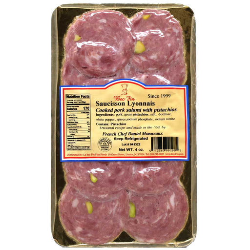 Le Bec Fin- Saucisson Lyonnais Sliced Pork Salami w/ Green Pistachios - myPanier