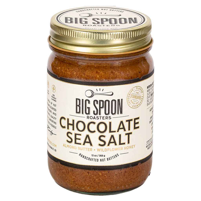 Big Spoon Roasters - Beurre d'amande au sel de mer au chocolat et au miel de fleurs sauvages, 13 oz (1 kg)