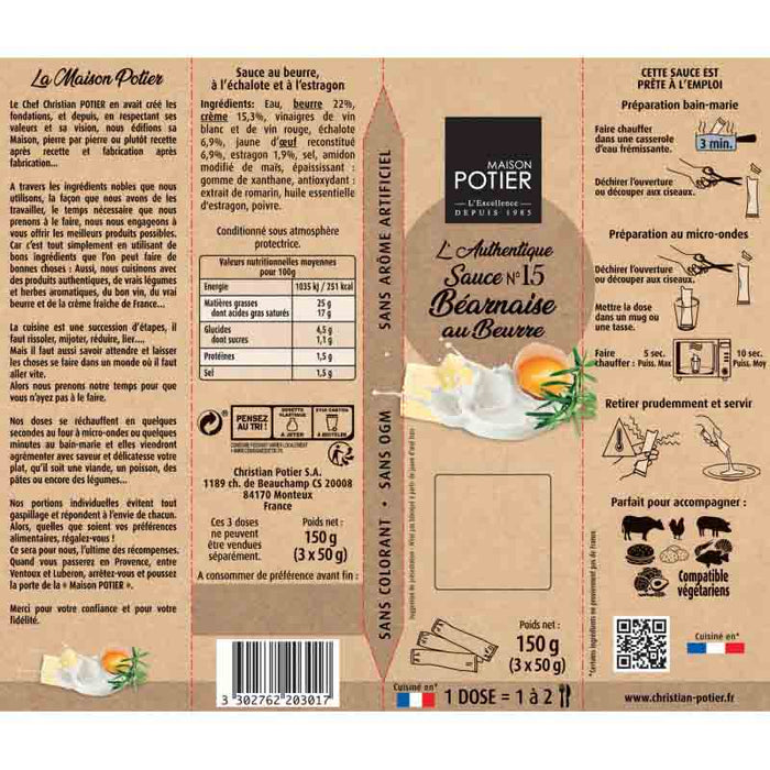 Christian Potier - Bearnaise Sauce, 3 x 50g (5.3oz) - myPanier