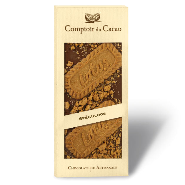 Comptoir du Cacao - Tablette de Chocolat au Lait avec Biscuit Spéculoos, 90g (3.2oz)