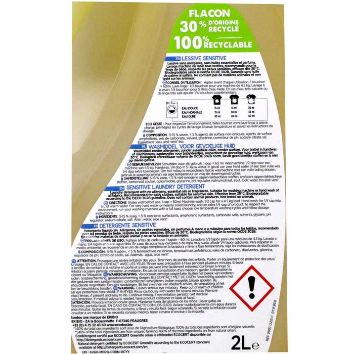 Ecodoo - Laundry Detergent Sensitive Skin, 2L (67.63oz) - myPanier