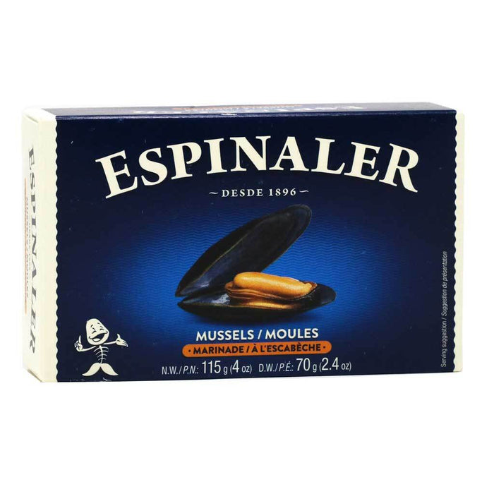 Espinaler - Mussels in Pickled Sauce 13/18 Classic Line, 115g (4.1oz) Tin - myPanier