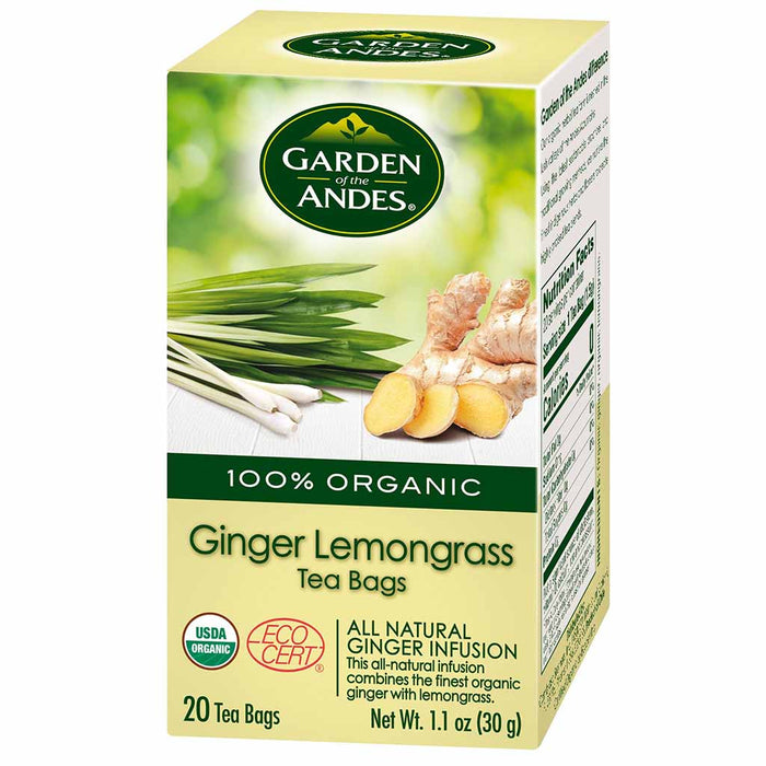 Garden of the Andes - Organic Ginger Lemongrass Tea, 20 Bags, 1.1oz (30g) - myPanier