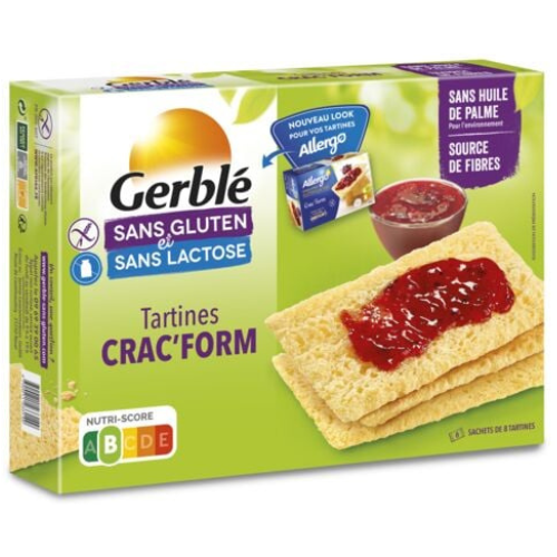 Gerble - Toast Crac'form Croustillant Sans Gluten et Sans Lactose, 250g  (8.9oz)
